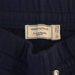 Maison Kitsuné スウェットパンツ ジョガーパンツ ロゴ刺繍 L ネイビー FW17M713 /BM