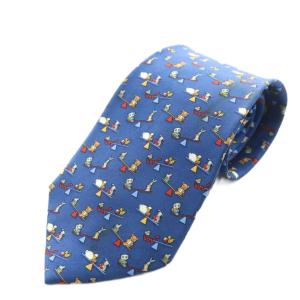 ワイドタイ ネクタイ 総柄 アニマル柄 シルク 絹 紺 ネイビー /AN19 OH