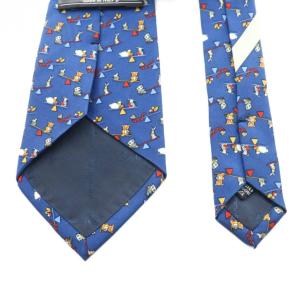 Salvatore Ferragamo ワイドタイ ネクタイ 総柄 アニマル柄 シルク 絹 紺 ネイビー /AN19 OH