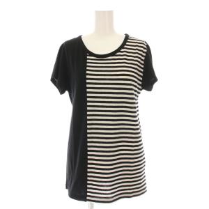 ヨウジヤマモト Tシャツ カットソー ボーダー 切替 半袖 2 黒 白 YP-T14-063 /YM