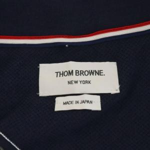 THOM BROWNE トリコロール ポロシャツ 半袖 コットン 3 紺 ネイビー /AN31