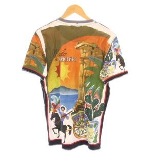 DOLCE&GABBANA Tシャツ 半袖 クルーネック 総柄 ストレッチ ロゴ 50 マルチカラー /BB