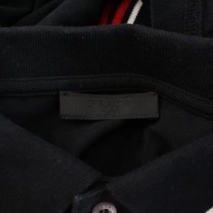 PRADA ポロシャツ 半袖 レギュラーカラー ハーフボタン ラバーロゴ コットンピケ 鹿の子 L 黒 ブラック SJJ887