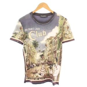 Tシャツ 半袖 クルーネック 総柄 ストレッチ ロゴ 44 マルチカラー /BB