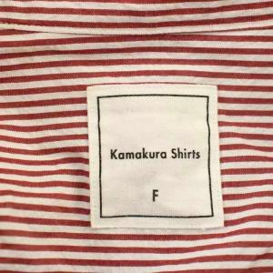 MAKER'S SHIRT 鎌倉 バンドカラーシャツ UJGG05 ストライプ ブラウス 長袖 F 赤 レッド /G