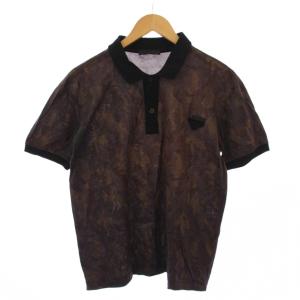 コットン トライアングルパッチ コットンピケ ポロシャツ 半袖 カモフラ 迷彩 XL ブラウン UJM730