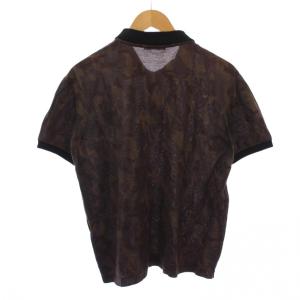PRADA コットン トライアングルパッチ コットンピケ ポロシャツ 半袖 カモフラ 迷彩 XL ブラウン UJM730