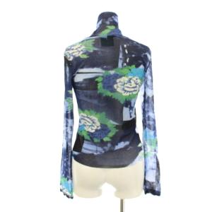 KENZO JUNGLE  カットソー 長袖 ハイネック 花柄 総柄 シアー 紺 ネイビー 青 ブルー 500220111