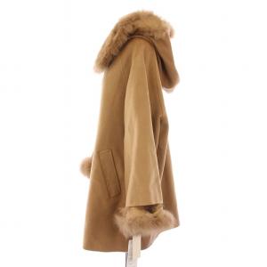 GRACE CONTINENTAL ポンチョ風トリミングコート フォックスファー 2 ブラウン