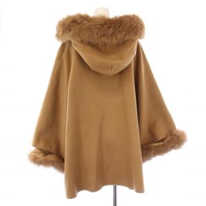 GRACE CONTINENTAL ポンチョ風トリミングコート フォックスファー 2 ブラウン