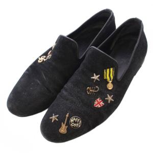 スリッポン ローヒール スエード スタッズ ピンズ 装飾 41 黒 ブラック /BB