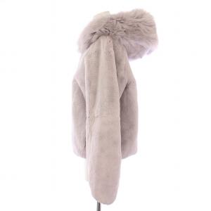 GRACE CONTINENTAL ラビットファージャケット ブルゾン アウター ジップアップ ショート丈 フード フォックスファー 36