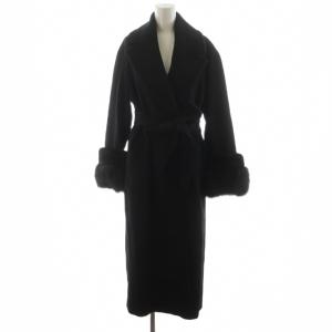 チェスターコート ロング丈 ファー 装飾 ウール アウター 34 黒 ブラック 17361118 /AN34