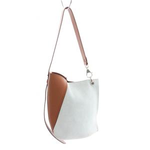 LANVIN ワンショルダーバッグ ハンドバッグ スエード レザー 水色 茶 /YM