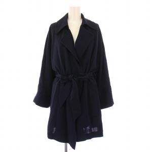 ミドルコート ウール ストライプ柄  ネイビー