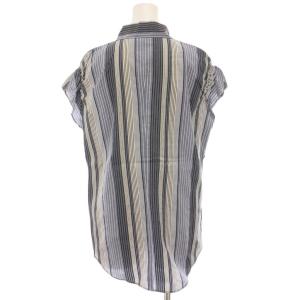Y's ヨウジヤマモト シャツ ブラウス ストライプ 半袖 3 ブルー YD-B02-537 /YM