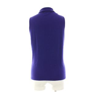 VIVIENNE TAM ニット カットソー ノースリーブ 絹 シルク混 ハイネック 花刺繍 0 紫 パープル 016-270701