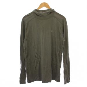 カットソー 長袖 フード ロゴ L カーキ /BM