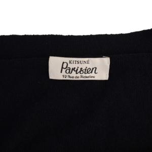 Maison Kitsuné Parisien ニット カーディガン 長袖 Vネック ロゴ刺繍 ウール L ネイビー /BM