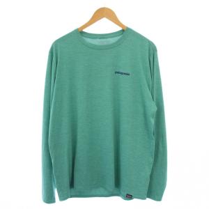 Tシャツ カットソー 長袖 クルーネック ロゴ プリント L 緑 /BM