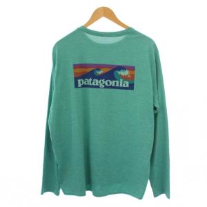 Patagonia Tシャツ カットソー 長袖 クルーネック ロゴ プリント L 緑 /BM