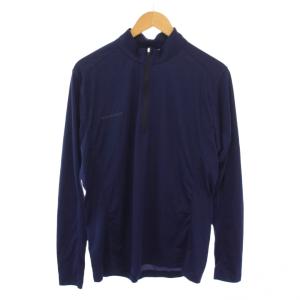 Tシャツ カットソー 長袖 ハイネック ハーフジップ ロゴ XL ネイビー /BM