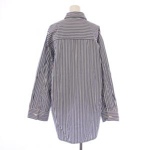EVERYDAY I LIKE オーバーサイズシャツ ブラウス 長袖 レギュラーカラー ストライプ柄 F 紺 ネイビー 白 ホワイト /BB