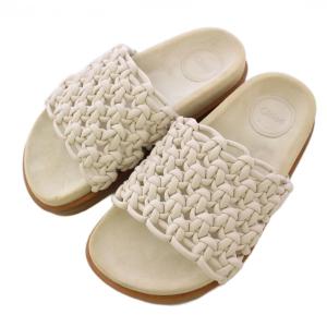 サンダル 厚底 編み込み レザー 35 アイボリー /BB