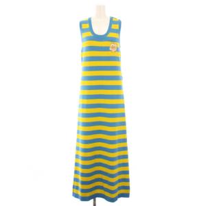 23AW フレアワンピース アニマル刺繍 ボーダー柄 ウール混