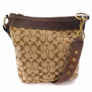 ショルダーバッグ シグネチャー キャンバス レザー ロゴ ベージュ 茶 ブラウン 10403 /BB