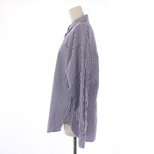 Spick&Span 24AW 50コットンスタンダードシャツ ブラウス 長袖 レギュラーカラー ストライプ柄 F 青 ブルー