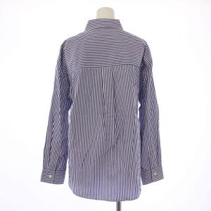 Spick&Span 24AW 50コットンスタンダードシャツ ブラウス 長袖 レギュラーカラー ストライプ柄 F 青 ブルー