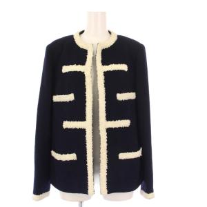 ノーカラージャケット ツイード ココマーク ブラック