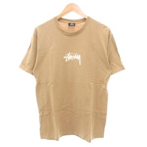 ストックTシャツ 半袖 クルーネック M ベージュ ロゴプリント /GV