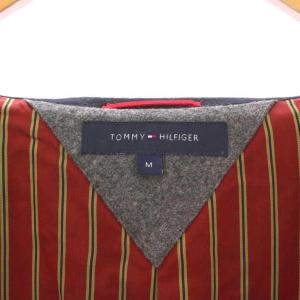 TOMMY HILFIGER テーラードジャケット ブレザー アウター シングル 総裏地 ストライプ柄 ウール 切替 M グレー /BB