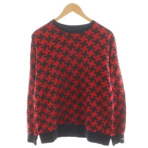 スウェット トレーナー 総柄 M 赤 レッド 黒 ブラック /AN35