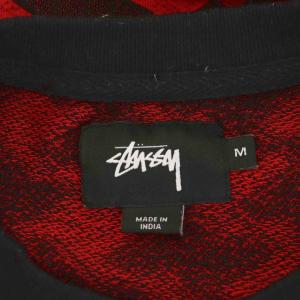 STUSSY スウェット トレーナー 総柄 M 赤 レッド 黒 ブラック /AN35