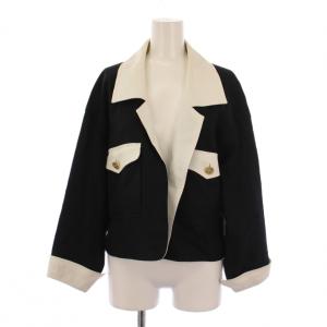 テーラードジャケット 七分袖 総裏地 金ボタン 黒 白 /BM