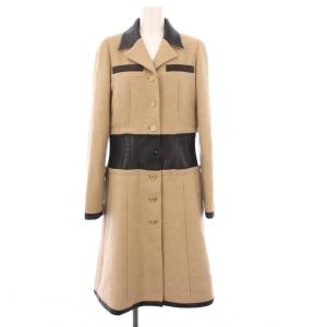 01A ロングコート キャメル レザー ココボタン 38 ベージュ P18260W02841