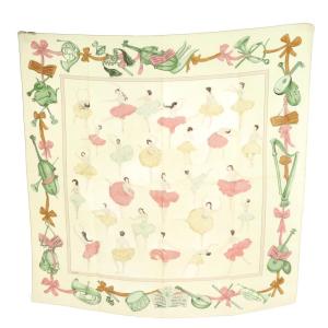 カレ90 LA DANCE スカーフ アイボリー ピンク