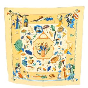 カレ 90 OMBRELLES ET PARAPLUIES スカーフ 傘 ベージュ 青 ブルー /AN17