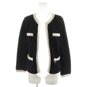 カーディガン ロゴ バイカラー 38 黒 ブラック 白 ホワイト 29336 /AN28