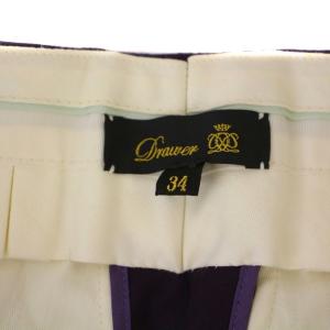 Drawer フラノタックテーパードパンツ ジップフライ ウール カシミヤ 34 紫 6514-236-0943 /BM