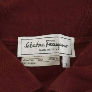 Salvatore Ferragamo ポロシャツ 半袖 ボーダー ロゴ S ボルドー 黒 ブラック 白 ホワイト 赤 レッド /AN46
