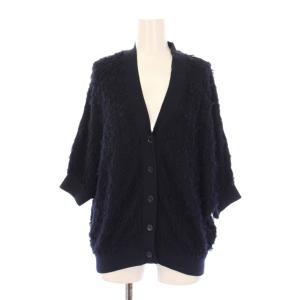 カーディガン 半袖 Vネック 薄手 リネン 2 ネイビー 6515-299-0346 /BM