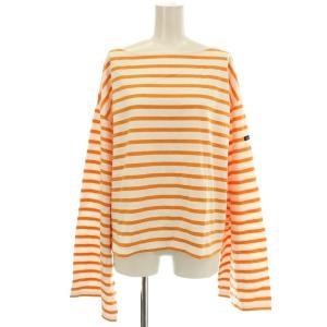 ボーダー カットソー 24-070-410-0007 長袖 ボートネック バスクシャツ F オレンジ 白