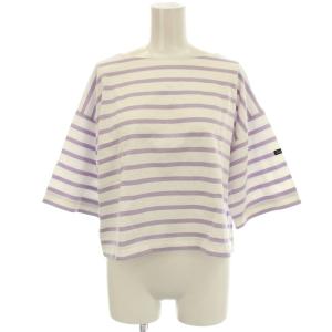 ボーダー カットソー 24-070-150-0008 半袖 ボートネック Tシャツ F 紫 パープル /G
