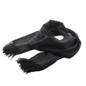 ストール フリンジ カシミヤ 黒 ブラック /AN17