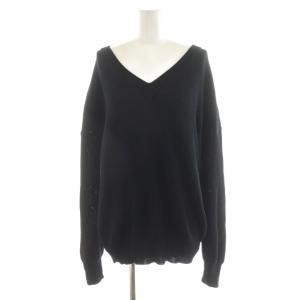 ニット セーター 長袖 Vネック 黒 ブラック 20080500710010 /AN39
