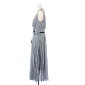 allureville 24AW オーガンジートリコットプリーツワンピース ノースリーブ ロング 2 ブルー 20242014150